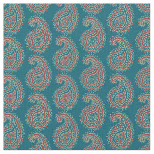 Heffalumps Rot Blau Beige Paisley Muster Stoff