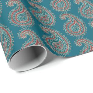 Heffalumps rotes blaues beige Paisley Packpapier