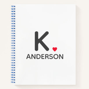 Heft Monogram Red Modern Minimalistisch Niedlich Notizbuch