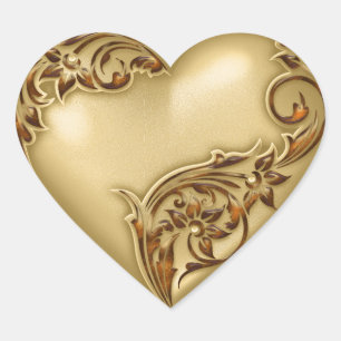 Heft Scroll Gold w Red Gold Herz-Aufkleber