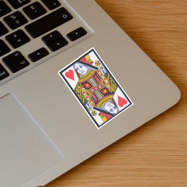 Heft Suite Colorful Queen Playing Card Aufkleber (Heart suite fancy colourful queen playing card vinyl sticker.)