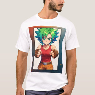 Heftige Kämpferin – Anime-Krieger-Kunst T-Shirt