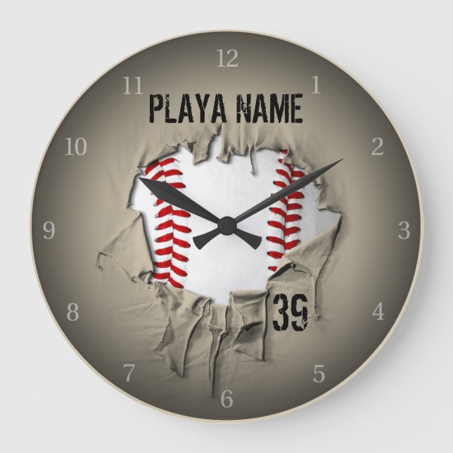 Heftiger Baseball Große Wanduhr (Vorderseite)