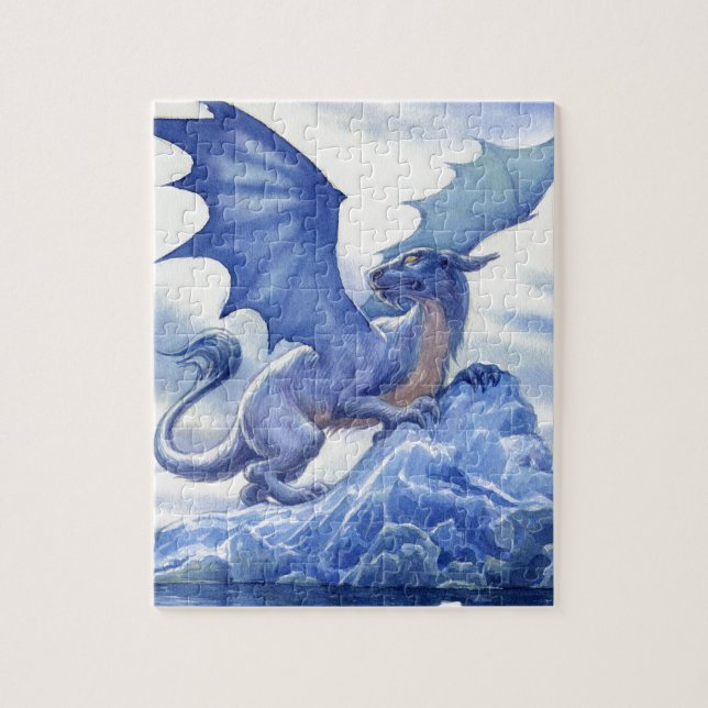 Heftiger blauer Drache Puzzle (Vertikal)