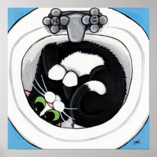 Heftigkeit (v2) in blau Katzenkunst Poster