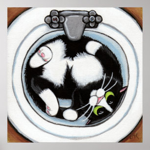 Heftigkeit (v3) in Braun Katzenkunst Poster