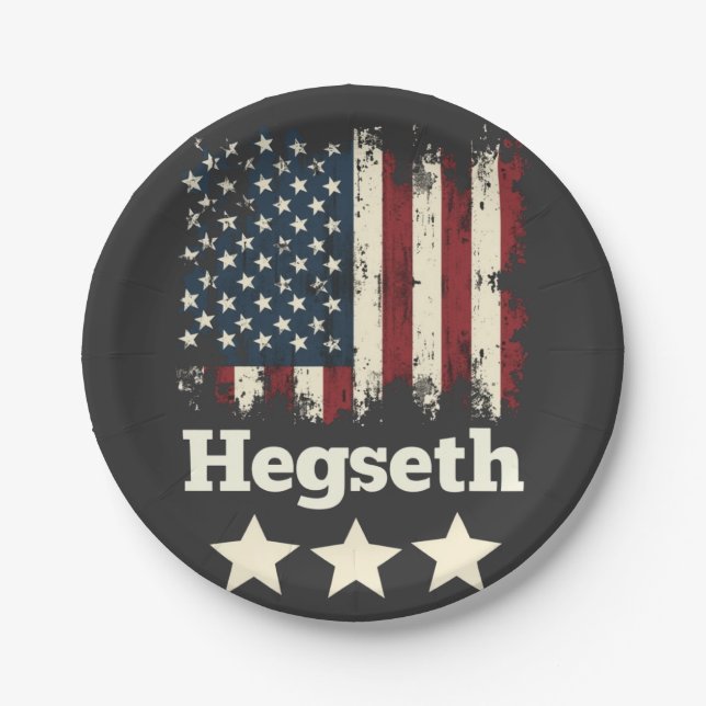 Hegseth Trump Administration American Flag Pappteller (Vorderseite)