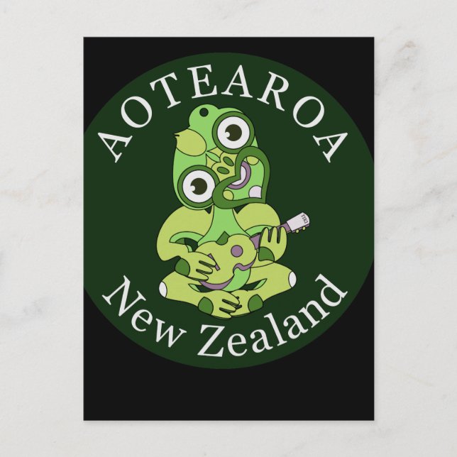 Hei Tiki Ukulele Aotearoa Postcard Postkarte (Vorderseite)