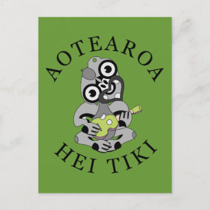 Hei Tiki Ukulele Aotearoa Postcard Postkarte