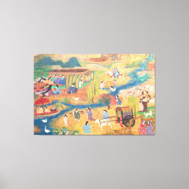 Heian Courtyard Scene: Tales from a Gilded Scroll  Leinwanddruck