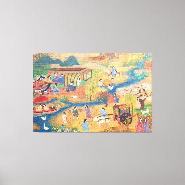 Heian Courtyard Scene: Tales from a Gilded Scroll  Leinwanddruck (Vorderseite)