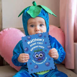 Heidelbeere zum ersten Mal zum Geburtstag des Jung Einladung