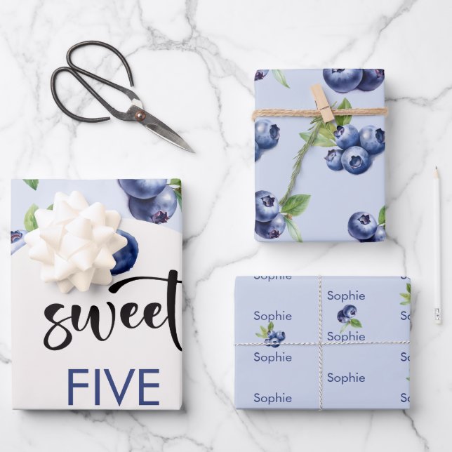 Heidelbeeren-Kindergeburtstag Geschenkpapier Set (Vorderseite)