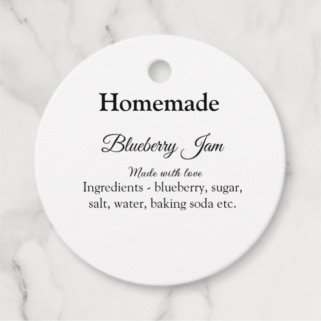 Heidelbeermarmelade aus Liebe, hausgemacht Geschenkanhänger (Vorderseite)