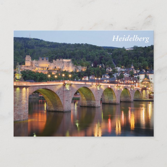 Heidelberg Abend Postkarte (Vorderseite)