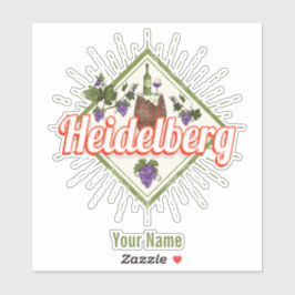 Heidelberg am Neckar Deutschland Retro Wein Vintag Aufkleber