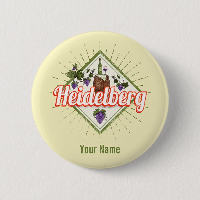 Heidelberg am Neckar Deutschland Retro Wein Vintag Button (Vorderseite)