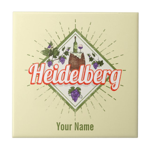 Heidelberg am Neckar Deutschland Retro Wein Vintag Fliese (Vorderseite)