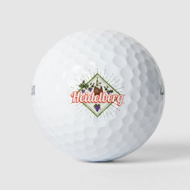Heidelberg am Neckar Deutschland Retro Wein Vintag Golfball (Vorderseite)