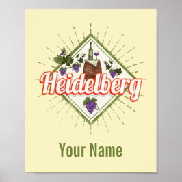 Heidelberg am Neckar Deutschland Retro Wein Vintag Poster