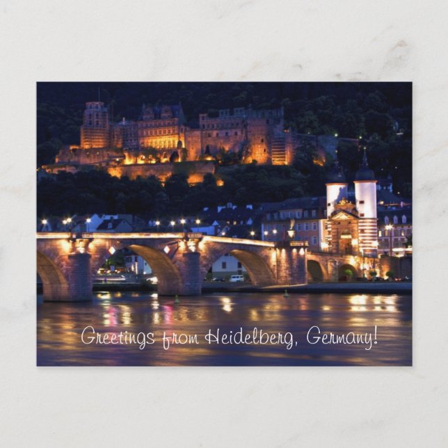 Heidelberg bei der Nachtpostkarte Postkarte (Vorderseite)