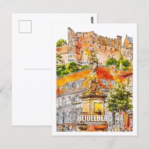 Heidelberg Deutschland Berühmter Reiseort Wasserfa Postkarte