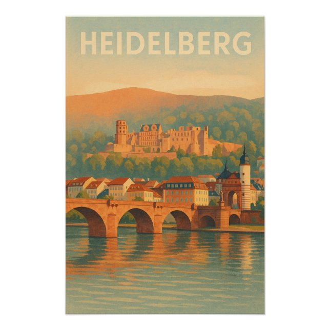 Heidelberg, Deutschland Retro-Reise Poster (Vorderseite)