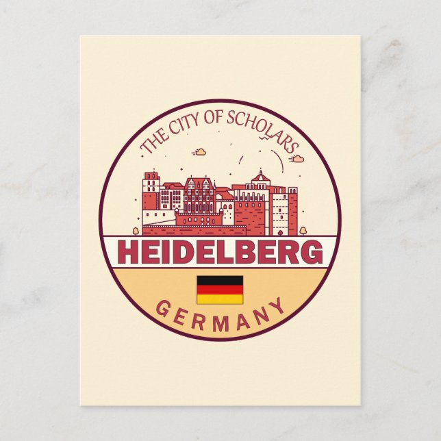 Heidelberg Deutschland Skyline Emblem Postkarte (Vorderseite)