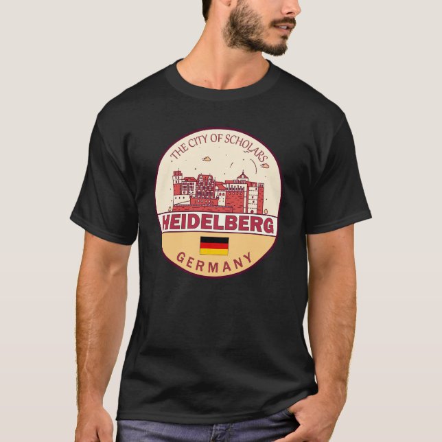 Heidelberg Deutschland Skyline Emblem T-Shirt (Vorderseite)