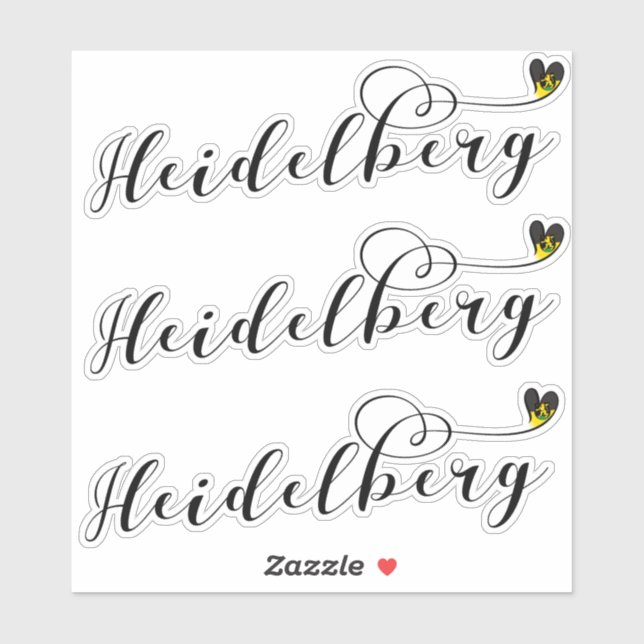 Heidelberg Flag Heart, Deutschland Aufkleber (Blatt)