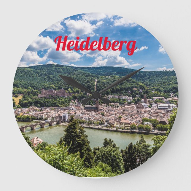Heidelberg Neckar Panorama Deutschland Große Wanduhr (Vorderseite)