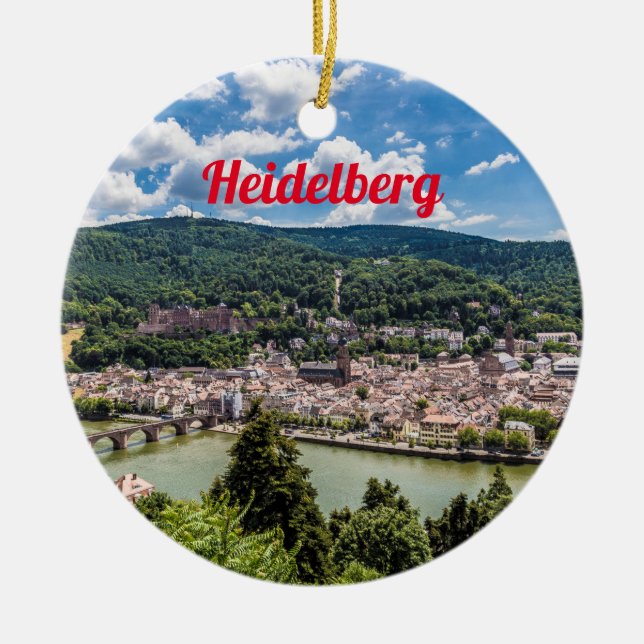 Heidelberg Neckar Panorama Deutschland Keramik Ornament (Vorne)