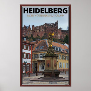 Heidelberg - Statue und Schloss Poster