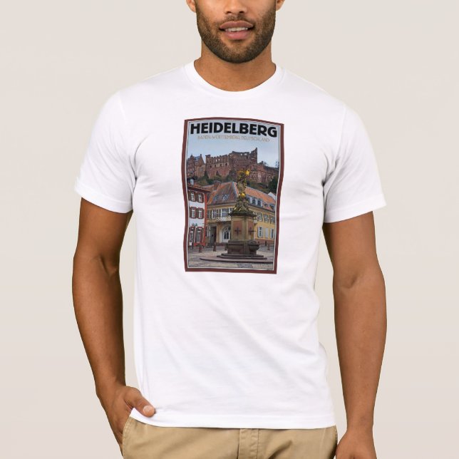 Heidelberg - Statue und Schloss T-Shirt (Vorderseite)