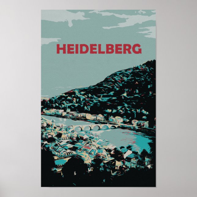Heidelberg und Neckar Fluss Deutschland Romantisch Poster (Vorne)
