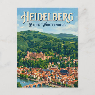 Heidelberg und Odenwald-Hügel Deutschland Postkarte