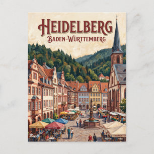 Heidelberger Marktplatz Deutschland Postkarte