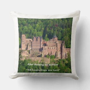 Heidelberger Schloss & Deutscher Spruch Baumwollki Kissen