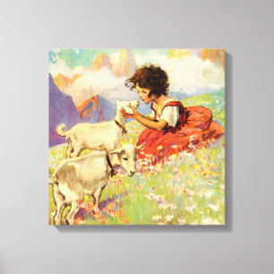 "Heidi and Her Goats" von Jessie Willcox Smith Leinwanddruck