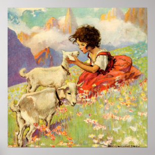 "Heidi and Her Goats" von Jessie Willcox Smith Poster