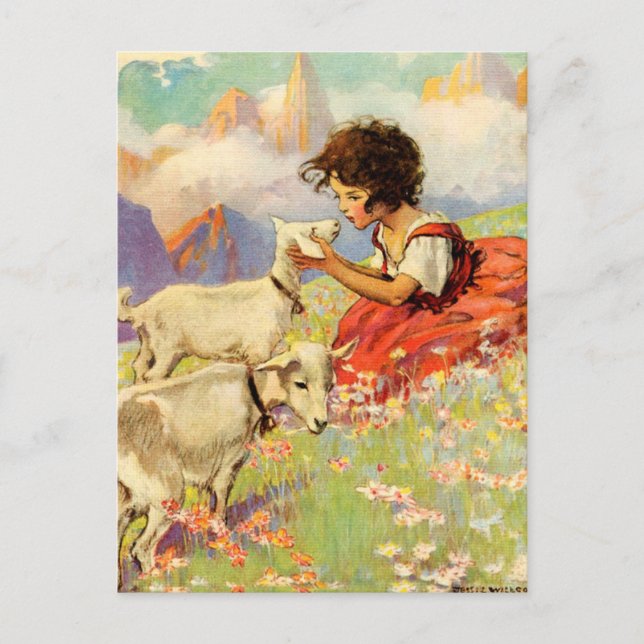 "Heidi and Her Goats" von Jessie Willcox Smith Postkarte (Vorderseite)