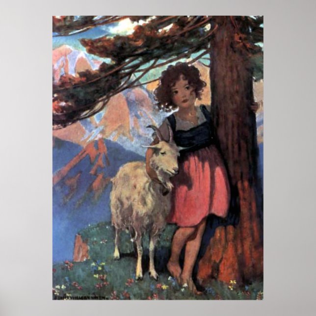 Heidi auf einem Berggipfel von Jessie Willcox Smit Poster (Vorne)