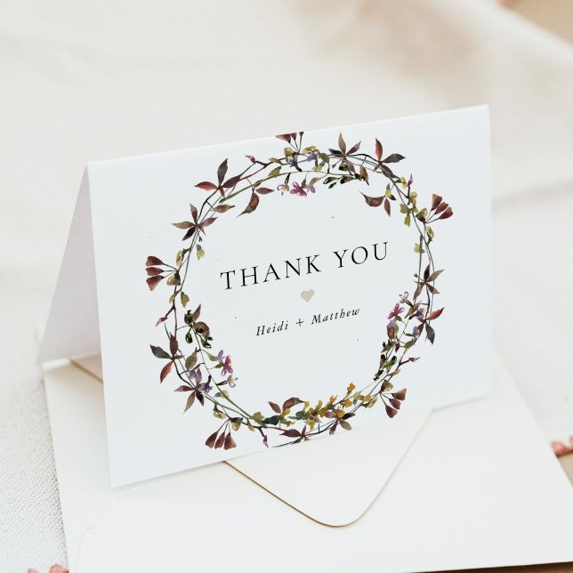 HEIDI Bohemisch Mute Tones Wasserfarbe Wildblume Dankeskarte (Von Creator hochgeladen)