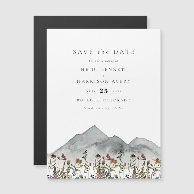 HEIDI Boho Mountain Wildblume Rett Date Magnet (Vorne/Hinten)