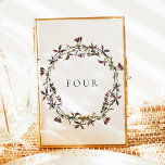 HEIDI Boho Wildblume Wreath Tischnummer Cards<br><div class="desc">Diese Tischnummer besticht durch einen böhmischen Wildblume-Kranz in gedämpftem Ton und einen modernen Serif-Schriftart. Editieren Sie einfach die Tischnummer und fügen Sie 'Quantität 1' in Ihren Warenkorb ein. Ändern Sie die Anzahl und wiederholen Sie alle Tabellen. Diese Tischnummer ist die perfekte Ergänzung zu Ihrer Hochzeit, Babydusche, Brautparty oder anderen besonderen...</div>