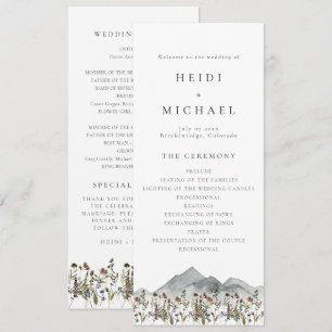 HEIDI Boho Wildblumen Lange Hochzeitsprogrammkarte Einladung