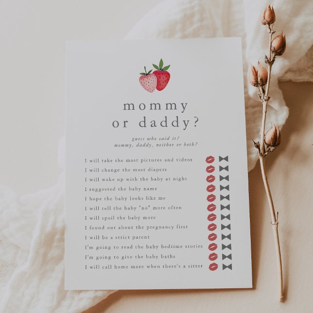 HEIDI Guess Who Mommy Daddy Baby Shooting Game Car Einladung (HEIDI Guess Who Mommy Daddy Baby Shower Game Card)