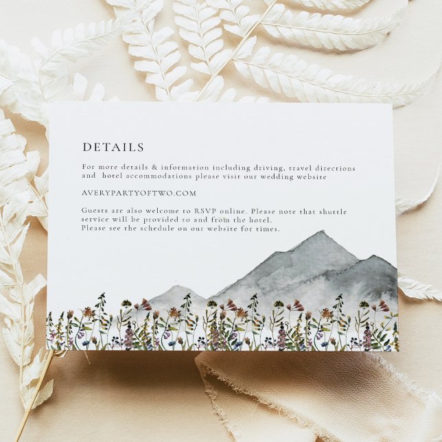 HEIDI Mute Wildblume Hochzeitsszeitsdetails Einladung (Von Creator hochgeladen)