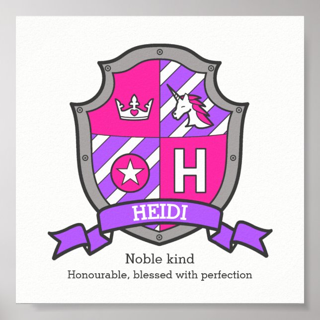 Heidi Name bedeutet Unicorletter H Wappen Poster (Vorne)