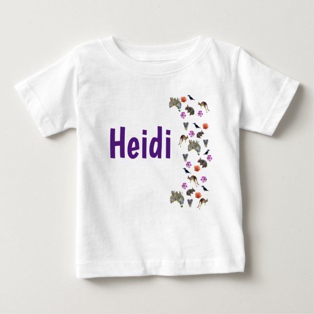 Heidi, Name Logo für australische Wildtiere, Baby T-shirt (Vorderseite)